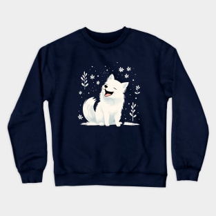 White Winter Fox Graphic Smiling Happy Crewneck Sweatshirt